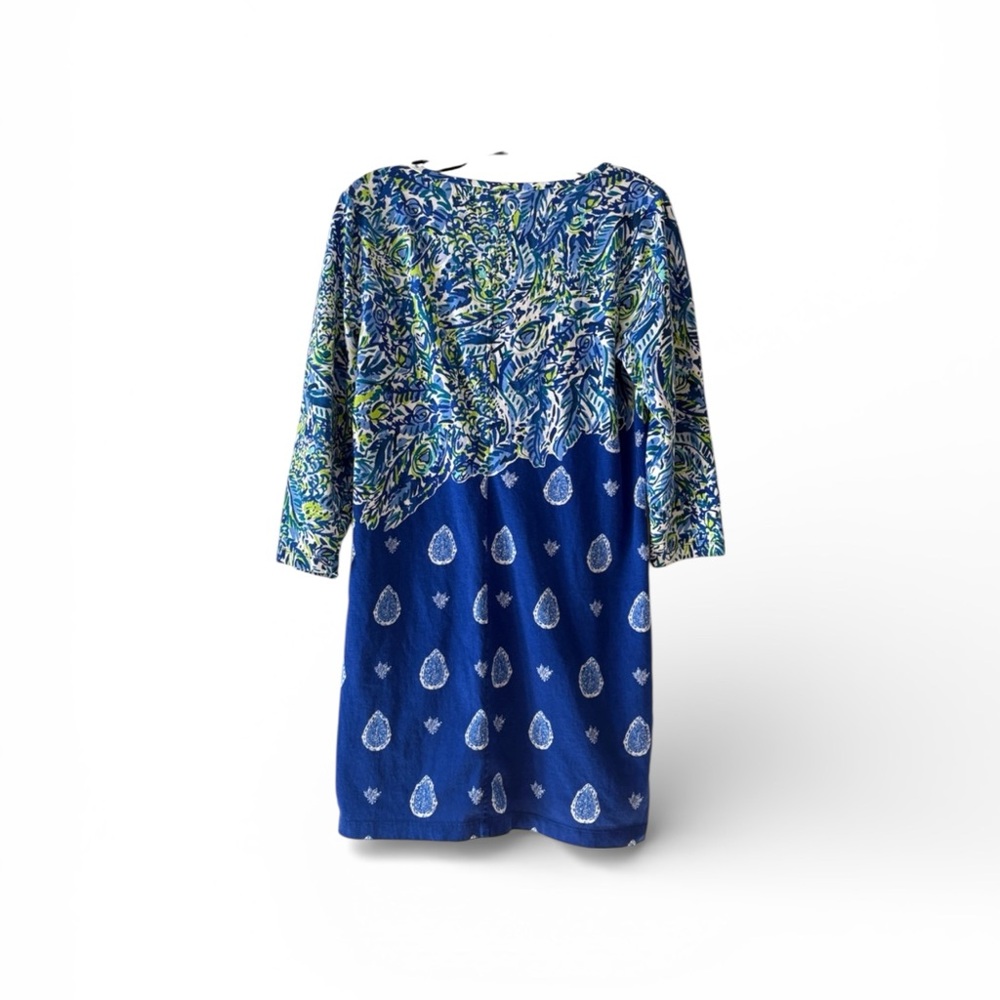 Lilly Pulitzer Blue Green Paisley Print Knit Dress size L - Picture 4 of 6